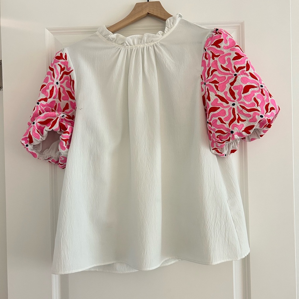 White and Pink Women's Top